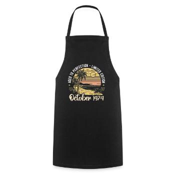 Born in October 1974 Legendary since October 1974 - Cooking Apron - black - Front - AI Model Male 185 dark (185cm)
