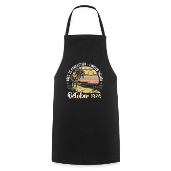 Born in October 1976 Legendary since October 1976 - Cooking Apron - black - Front - AI Model Male 185 dark (185cm)