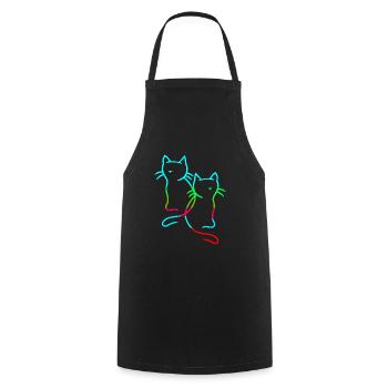 80er 90edr Rretro Vintage Katzen Katze Kätzchen - Kochschürze - Schwarz - Vorne - AI Model Male 185 dark (185cm)