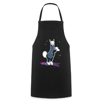 Alpaca in 80s Disco Retro Style Funky Alpaca - Cooking Apron - black - Front - AI Model Male 185 dark (185cm)