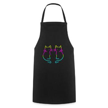 80er 90er Retro Vintage Katzen Regenbogen - Kochschürze - Schwarz - Vorne - AI Model Male 185 dark (185cm)