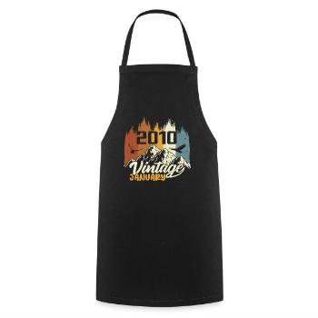 Anniversaire Janvier 2010 - Cadeau Janvier 2010 - Tablier de cuisine - noir - Devant - AI Model Male 185 dark (185cm)