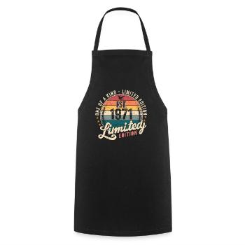 Birthday Gift 1971 Vintage 1971 Retro 1971 - Cooking Apron - black - Front - AI Model Male 185 dark (185cm)