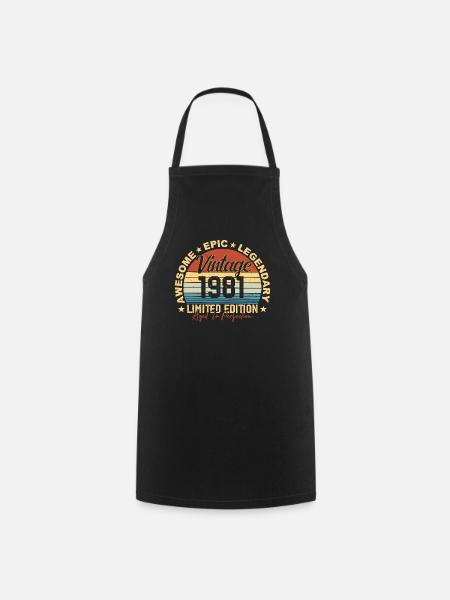 Retro 1981 Jahrgang Geburtstag 1981 Geschenk 1981 - Kochschürze - Schwarz