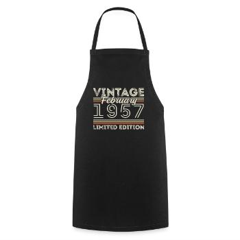 February 1957 Anniversary Gift - February 1957 - Cooking Apron - black - Front - AI Model Male 185 dark (185cm)