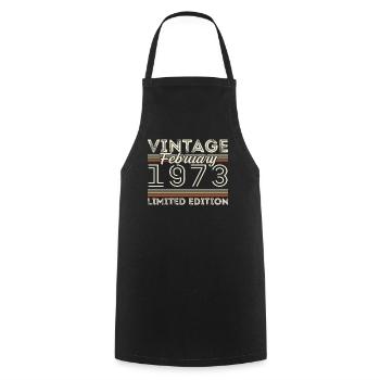 February 1973 Anniversary Gift - February 1973 - Cooking Apron - black - Front - AI Model Male 185 dark (185cm)