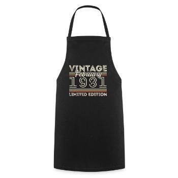 February 1981 Anniversary Gift - February 1981 - Cooking Apron - black - Front - AI Model Male 185 dark (185cm)