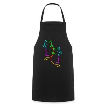 80er 90er Retro Vintage Regenbogen Katzen Katze - Kochschürze - Schwarz - Vorne - AI Model Male 185 dark (185cm)
