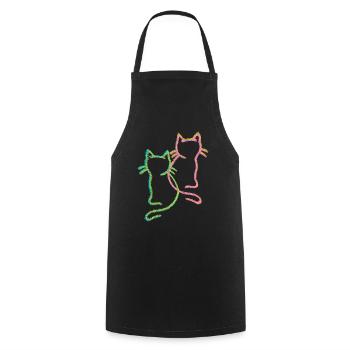 80er 90er Retro Vintage Katzen Katze Kätzchen - Kochschürze - Schwarz - Vorne - AI Model Male 185 dark (185cm)