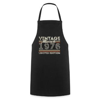 Mars 1976 Millésime 1976 Cadeau d’anniversaire Mars - Tablier de cuisine - noir - Devant - AI Model Male 185 dark (185cm)