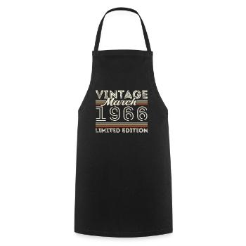 March 1966 Vintage 1966 Birthday Gift March - Cooking Apron - black - Front - AI Model Male 185 dark (185cm)