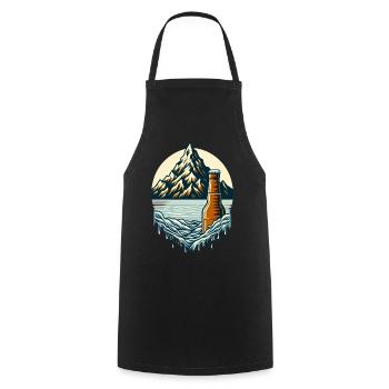 Gipfelsee mit Bierflasche - Kochschürze - Schwarz - Vorne - AI Model Male 185 dark (185cm)