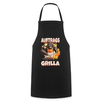 Grillen Grilla Griller Gorilla BBQ Spruch Lustig - Kochschürze - Schwarz - Vorne - AI Model Male 185 dark (185cm)