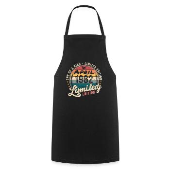 April 1962 Vintage Vintage Birthday April 1962 - Cooking Apron - black - Front - AI Model Male 185 dark (185cm)