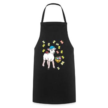 80s Easter Sheep Sheep Easter Eggs Lamb Kids - Cooking Apron - black - Front - AI Model Male 185 dark (185cm)