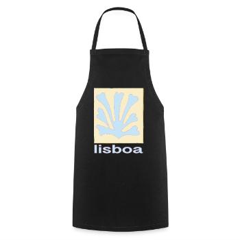 Lisboa Palmenblatt Blau Retro - Kochschürze - Schwarz - Vorne - AI Model Male 185 dark (185cm)