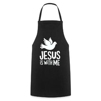 Jésus est avec moi - Tablier de cuisine - noir - Devant - AI Model Male 185 dark (185cm)