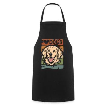 Vintage Golden Retriever - Retro Hundeillustration - Kochschürze - Schwarz - Vorne - AI Model Male 185 dark (185cm)
