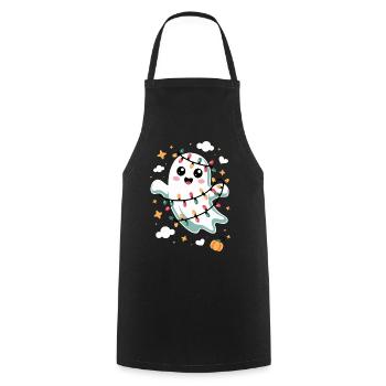 Doux fantôme avec des lumières de Noël - Tablier de cuisine - noir - Devant - AI Model Male 185 dark (185cm)