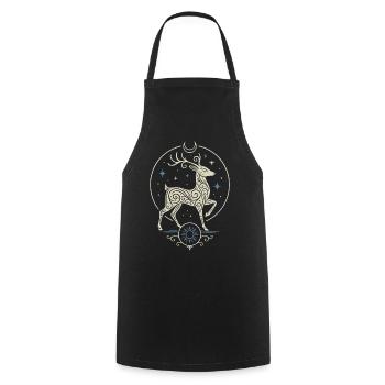 Cerf de Noël celtique avec soleil et lune - Tablier de cuisine - noir - Devant - AI Model Male 185 dark (185cm)