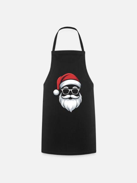 Santa mit Brille Nerdige Weihnacht - Kochschürze - Schwarz