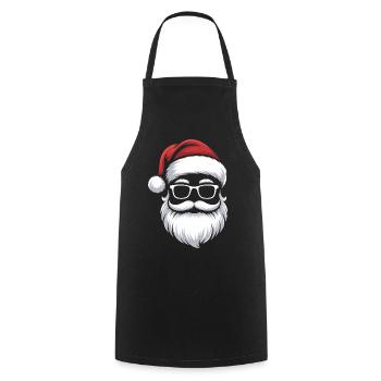 Le Père Noël avec des lunettes à moustache - Tablier de cuisine - noir - Devant - AI Model Male 185 dark (185cm)