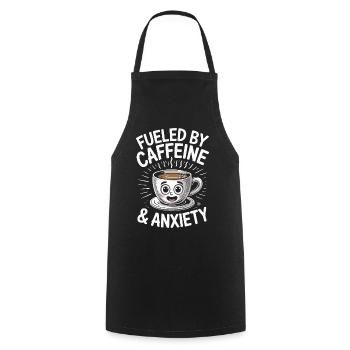 Alimenté par la caféine et l’anxiété - Tablier de cuisine - noir - Devant - AI Model Male 185 dark (185cm)