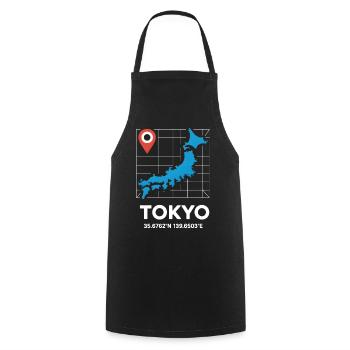 Tokyo Japan Coordinates Reise Motiv - Kochschürze - Schwarz - Vorne - AI Model Male 185 dark (185cm)