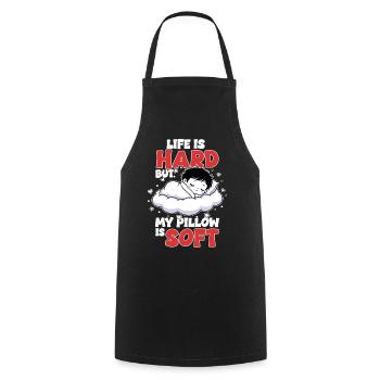 Sleep Cloud Life is Hard My Pillow Soft - Cooking Apron - black - Front - AI Model Male 185 dark (185cm)