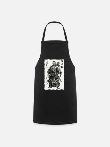 Samurai Handwerker Ukiyo-e Saugnapf Werkzeug - Kochschürze - Schwarz