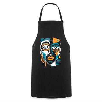 Visage cubiste coloré - Tablier de cuisine - noir - Devant - AI Model Male 185 dark (185cm)