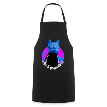 Cats & Psytrance – Rave-Band Psy Trance - Kochschürze - Schwarz - Vorne - AI Model Male 185 dark (185cm)
