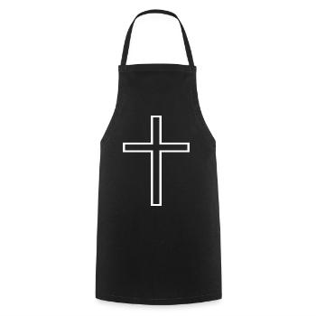 Christen Kreuz - Kochschürze - Schwarz - Vorne - AI Model Male 185 dark (185cm)