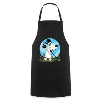 Comic dog probes with metal detector - Cooking Apron - black - Front - AI Model Male 185 dark (185cm)