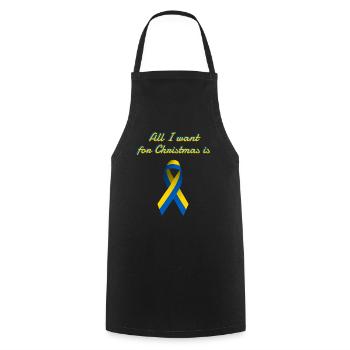 Ukraine Paix Souhait de Noël - Tablier de cuisine - noir - Devant - AI Model Male 185 dark (185cm)