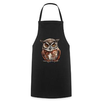 Hibou à lunettes, symbole de sagesse - Tablier de cuisine - noir - Devant - AI Model Male 185 dark (185cm)