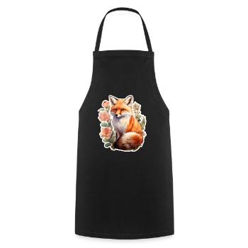 Fuchs zwischen Blumen - Kochschürze - Schwarz - Vorne - AI Model Male 185 dark (185cm)