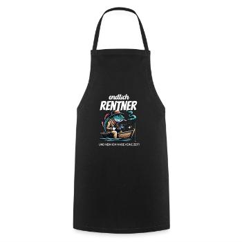 Angler Rentner Geschenk zum Abschied - Kochschürze - Schwarz - Vorne - AI Model Male 185 dark (185cm)
