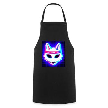 Kitsun Vaporwave Japanese Kami Vaporwave Kitsune - Cooking Apron - black - Front - AI Model Male 185 dark (185cm)