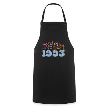 1993 Floral Pattern 1993 Floral Theme Flowers 1993 - Cooking Apron - black - Front - AI Model Male 185 dark (185cm)