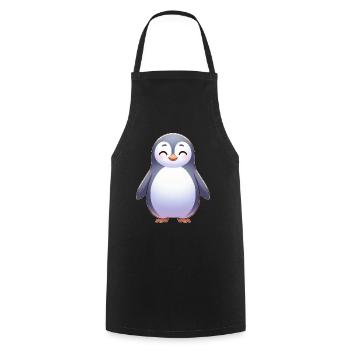 Süßer entspannter Cartoon Pinguin glücklich - Kochschürze - Schwarz - Vorne - AI Model Male 185 dark (185cm)