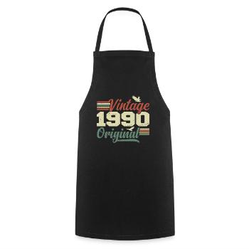 Vintage 1990 Cadeau Anniversaire 1990 Retro - Tablier de cuisine - noir - Devant - AI Model Male 185 dark (185cm)