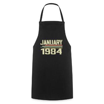 Janvier 1984 - Cadeau d’anniversaire Janvier 1984 - Tablier de cuisine - noir - Devant - AI Model Male 185 dark (185cm)