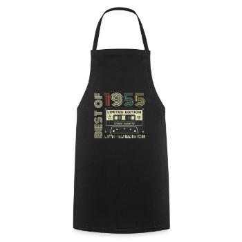 Millésime 1955 - cadeau d’anniversaire rétro 1955 - Tablier de cuisine - noir - Devant - AI Model Male 185 dark (185cm)