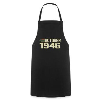October 1946 - Geburtstag im Oktober 1946 - Kochschürze - Schwarz - Vorne - AI Model Male 185 dark (185cm)