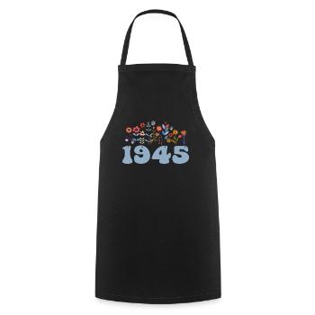 1945 Floral Pattern 1945 Floral Theme Flowers 1945 - Cooking Apron - black - Front - AI Model Male 185 dark (185cm)