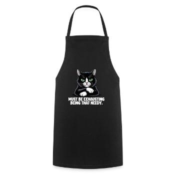 Sarcastic Needy Black Cat - Cooking Apron - black - Front - AI Model Male 185 dark (185cm)