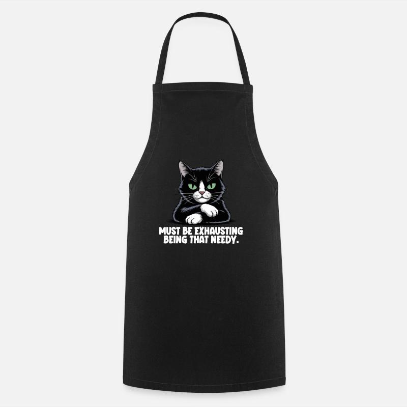 Chat noir nécessiteux sarcastique - Tablier de cuisine - noir