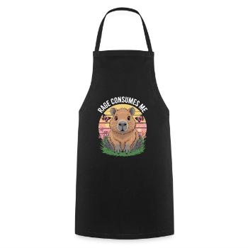 Capybara-Wut Verschlingt Mich - Kochschürze - Schwarz - Vorne - AI Model Male 185 dark (185cm)