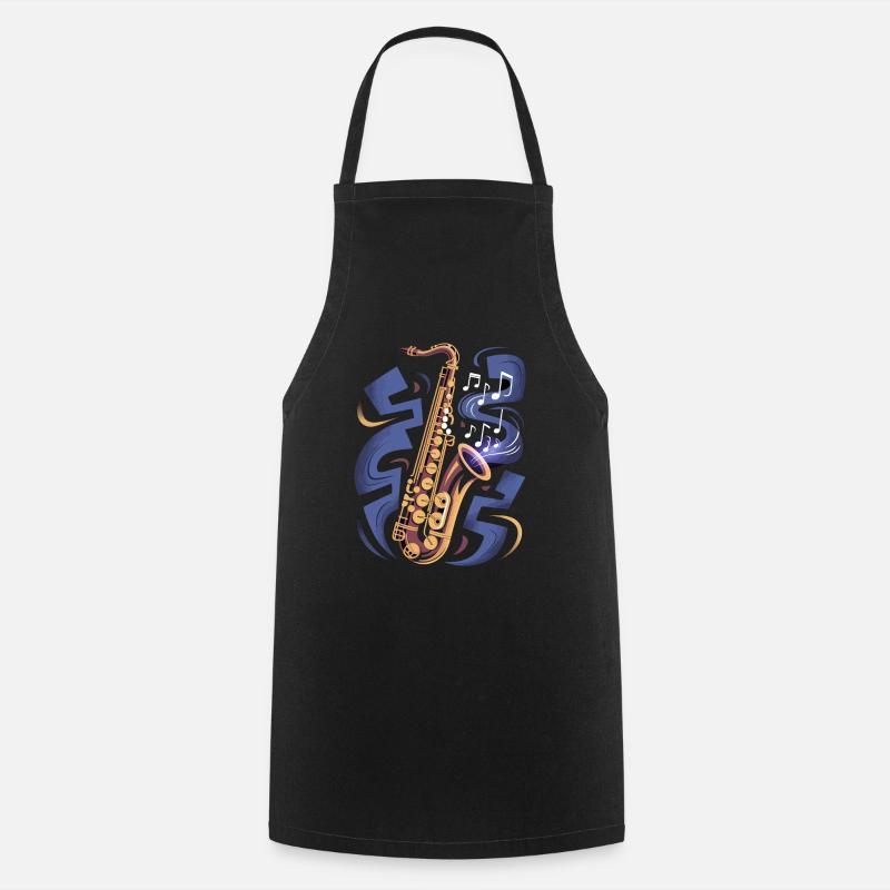 Saxophone avec notes de musique - Tablier de cuisine - noir